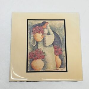 Vintage Art Print Tile G E. Mullan "Rosas Para Fiesta" Woman With Roses